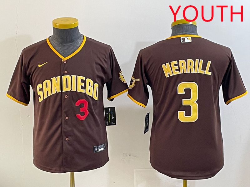 Youth San Diego Padres #3 Merrill Brown Game 2025 Nike MLB Jersey style 11->youth mlb jersey->Youth Jersey